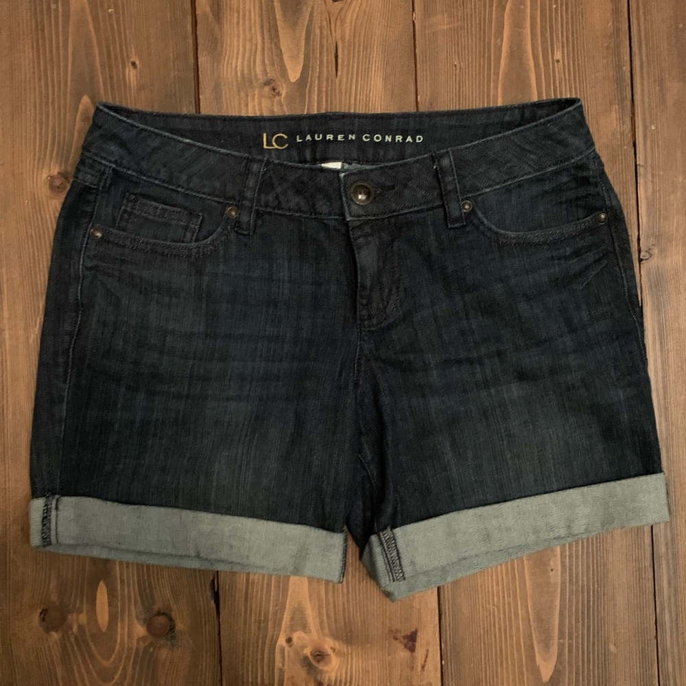 LC Lauren Conrad Dark Blue Cuffed Jean Shorts